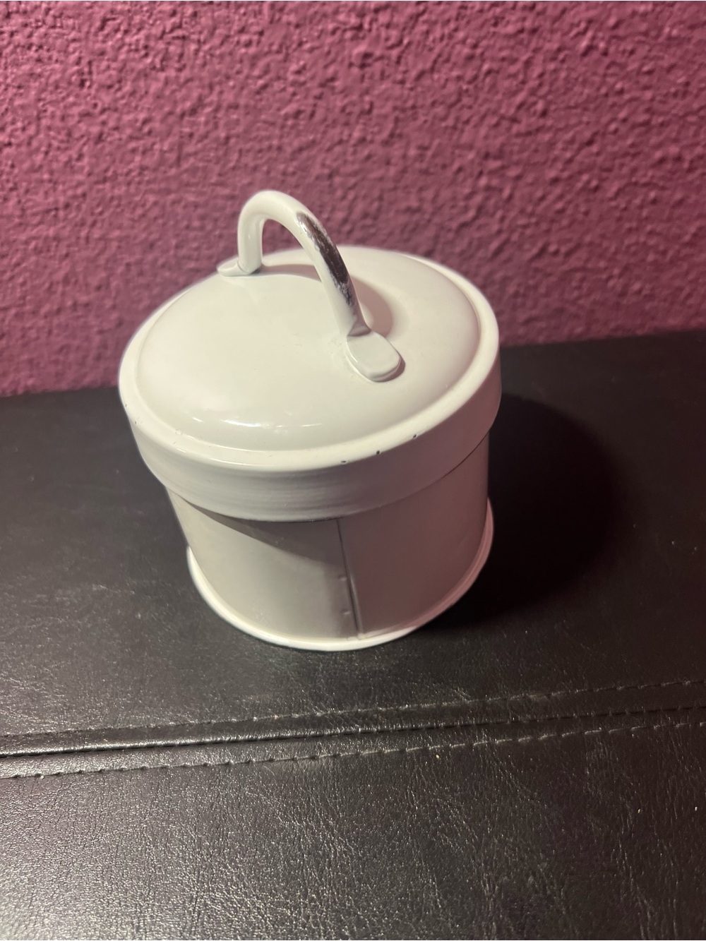 AuldHome Design Enamelware Cat Treat Container Small White Rustic Pet Treats Jar - Picture 4 of 9